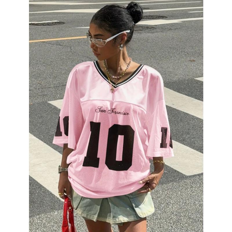 2025 New Men's and Women's Loose T-shirt Comfortable Sports Plus No. 10 Jersey Street Sports Short Sleeves Moto