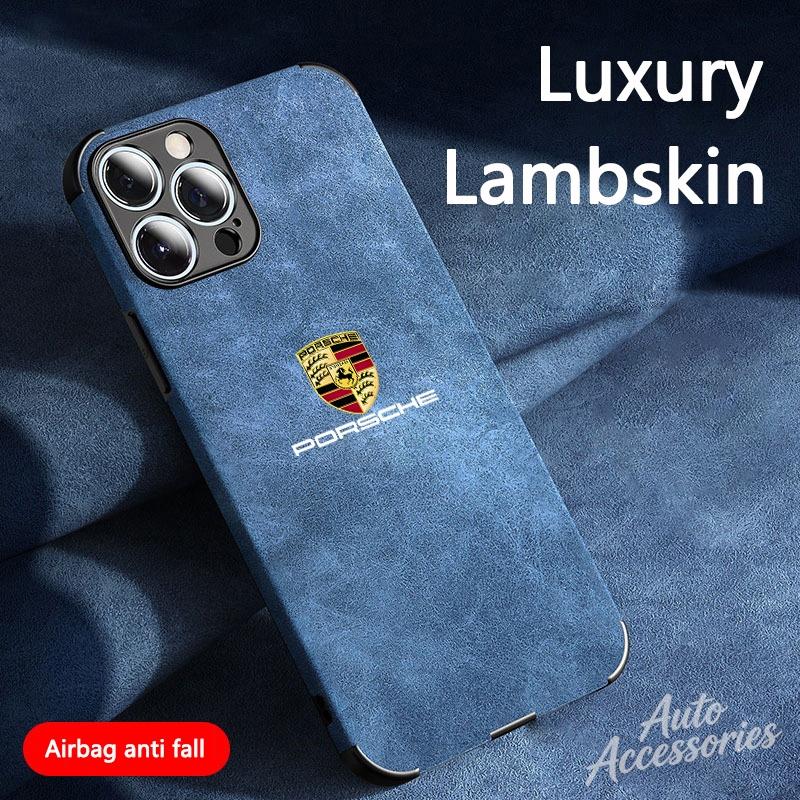For Porsche Logo Suede All Inclusive Phone Case For iPhone 16 15 13 14 12 Pro Max 8 XR XS 16 Plus 15Pro MAX Cover Shell Stickers