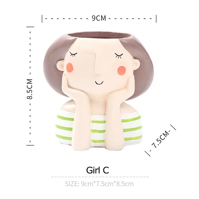 

Lovely Girl Flower Pot for Succulent Cactus, Girls Portrait Planter Fairy Garden Pots Home Decor Desktop Figurines Ornament