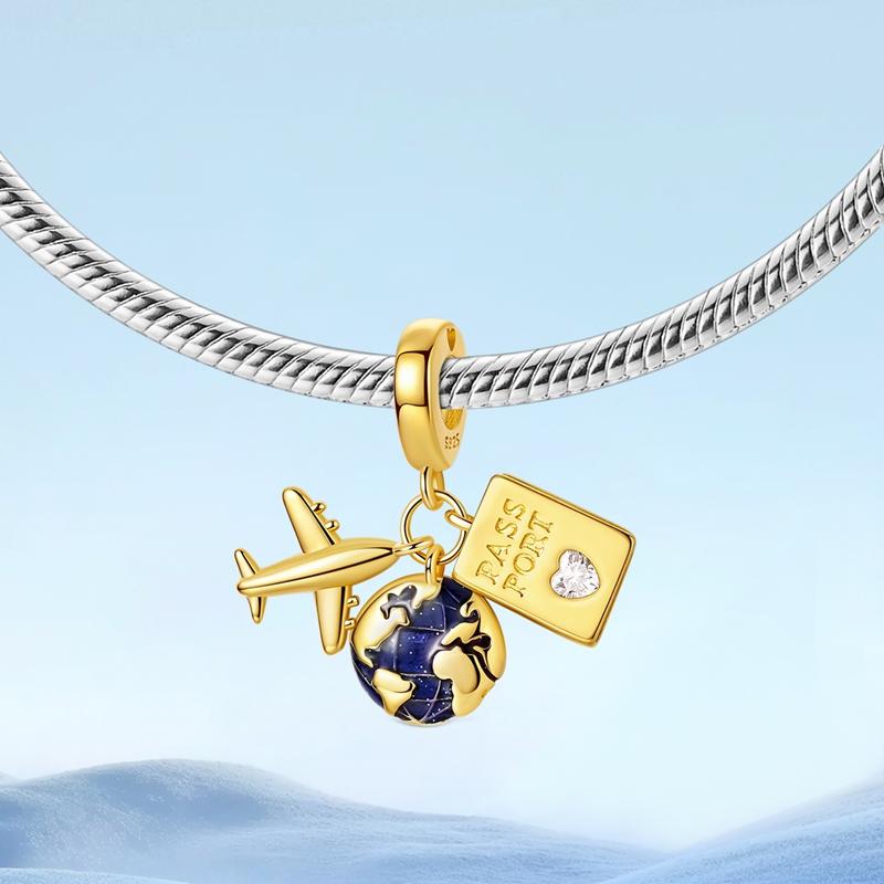 Kupfer Goldene Serie Charms Schmetterling Kleeblatt Perle Dangle Anhänger Passend Armband Halskette DIY Schmuck Geschenk