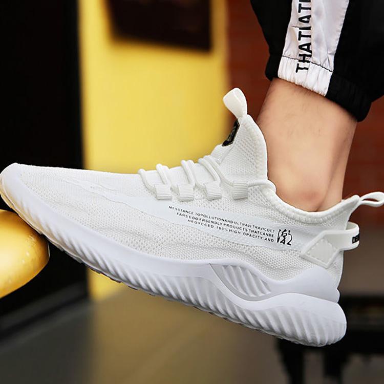 Unisex Plus Size Sports Shoes Flat Sole Solid Color Women Casual Single Shoes Front Lace Up Sneaker Men's Flyknit Lightweight Shoes 36-44