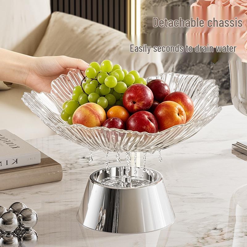 Elegant Crystal Petal Footed Fruit Bowl for Living Room