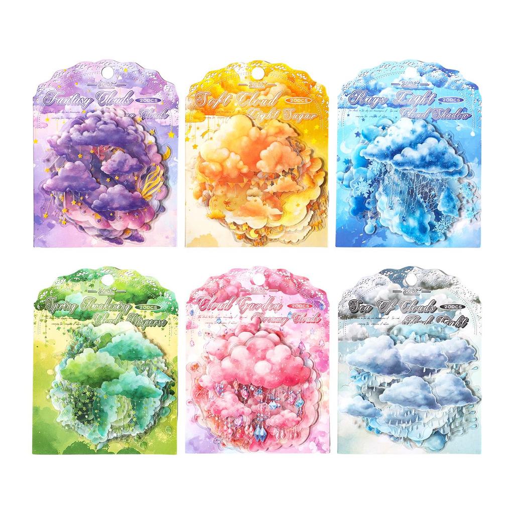 ZABC Dream Cloud Retro Collage Stickers - DIY Decorative Pack with 6 Styles