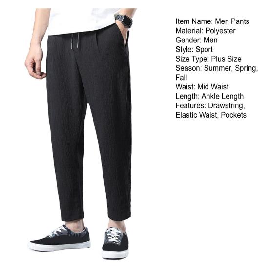 Pánské devítinové kalhoty Stahovací šňůrka Elastický pas Rovná nohavice Volné Jednobarevné Kapsy Nadměrná velikost Denní nošení Ležérní Sportovní kalhoty Dlouhé tepláky