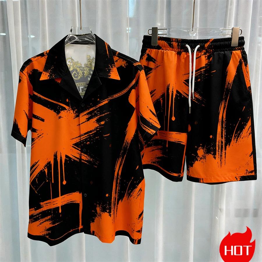 Digital Print Men's Fashion Two-Piece Shorts Set High-Quality Summer Loose Comfortable Short-Sleeve Shirt