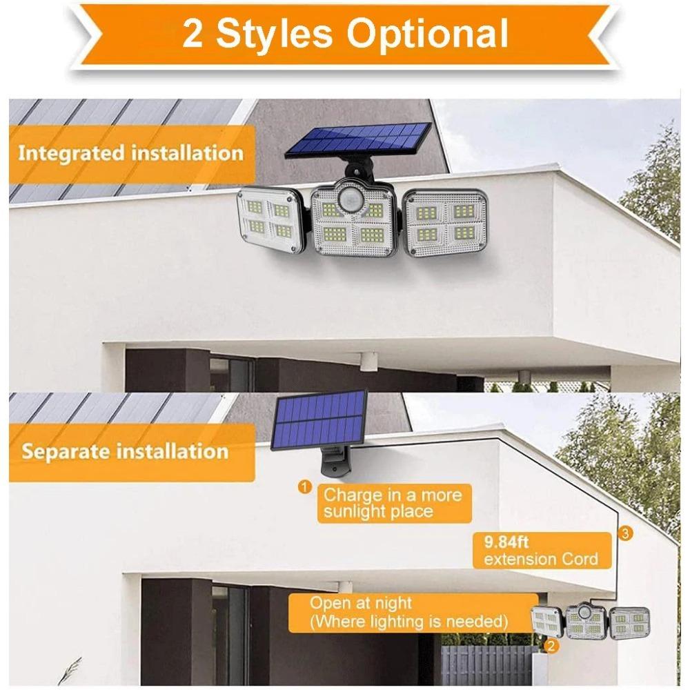 Solar Lights 138LED Outdoor Motion Sensor Super Bright Human Induction Adjustable Waterproof Solar Power Wall Lamp Patio Garage