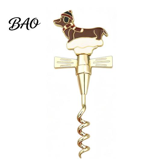 Novelty Wine Bottle Opener Zinc Alloy Christmas Opener, Enamel Hat/Gift/Bear/Dachshund Design, Ergonomic Double Wing Handle Corkscrew, Decorative Cork