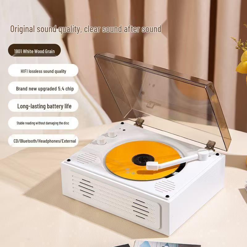 In Stock Portable Retro CD Player with Wireless Bluetooth and Record Album Capability