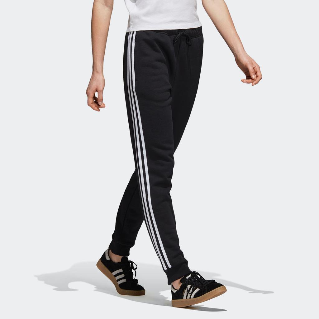 Adidas Originals Regular Tapered Cuff Striped Comfortable Casual Moisture-Wicking Durable Knitted Sports Pants Women Pants Black DH3123