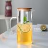 Shangqi Transparent Glass Water Pitcher with Handle and Bamboo Lid