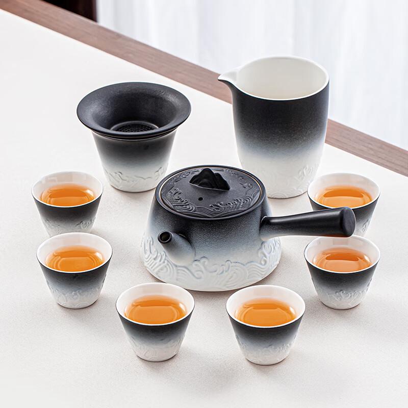 Leinuo Gradient Black Wave 9-Piece Chinese Tea Set