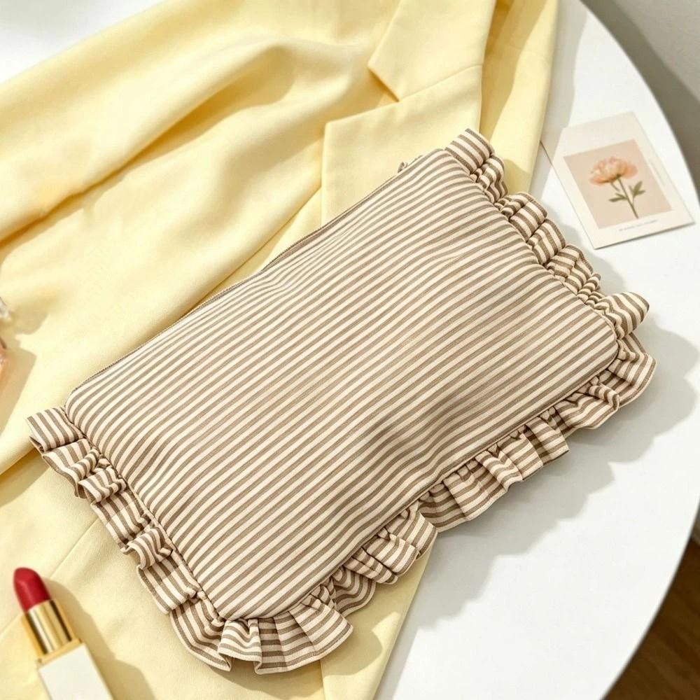 Large Capacity Striped Pattern Cosmetic Bag Striped Pattern Make Up Organizer  Travel Accessories