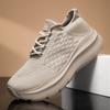 Beige Sneakers - Men's Breathable Mesh Upper Thick Sole Non Slip Sole Lightweight and Comfortable Design Minimalist Urban Style