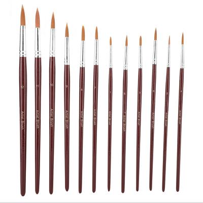 12Pcs Wine Red Nylon Hair Drawing Brush Art Painting Set Tool(round)