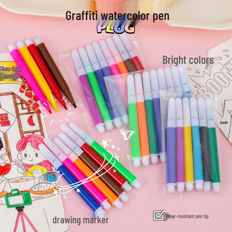 12-Color Washable Mini Watercolor Graffiti Pens for Kids  Art Projects Mini Watercolor Pens [OPP Bag Packaging]