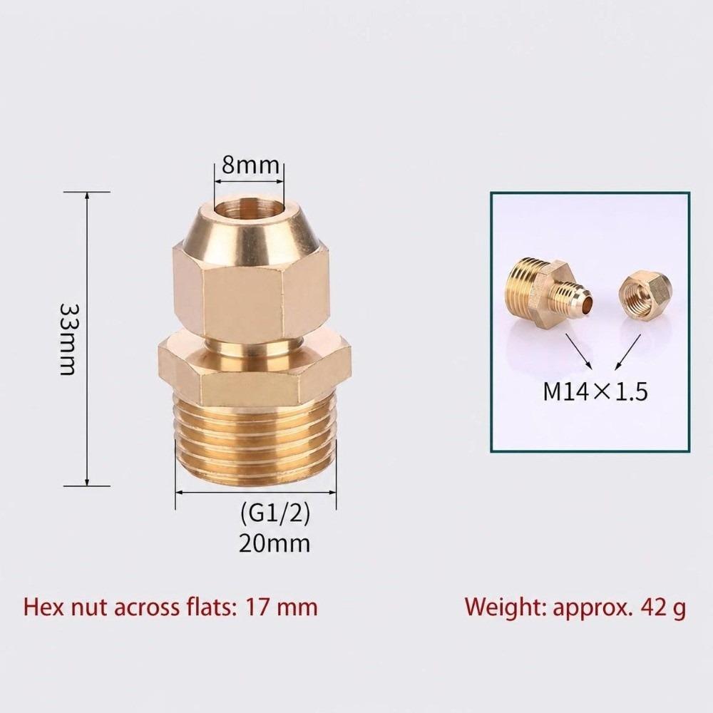 Brass Flare Adapter 1/4" 3/8" 1/2" Male Thread Male Thread Connector  Refrigerant Line Connection