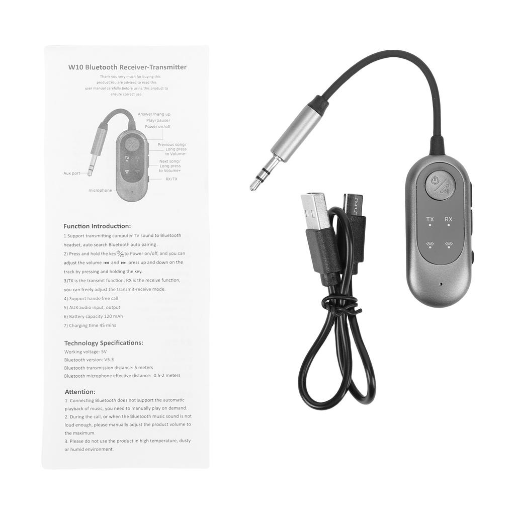 BT Transmitter Receiver 2 In 1 Wireless Sound Adapter for Car Home TV with Low Latency Built In Mic 10M Range Music