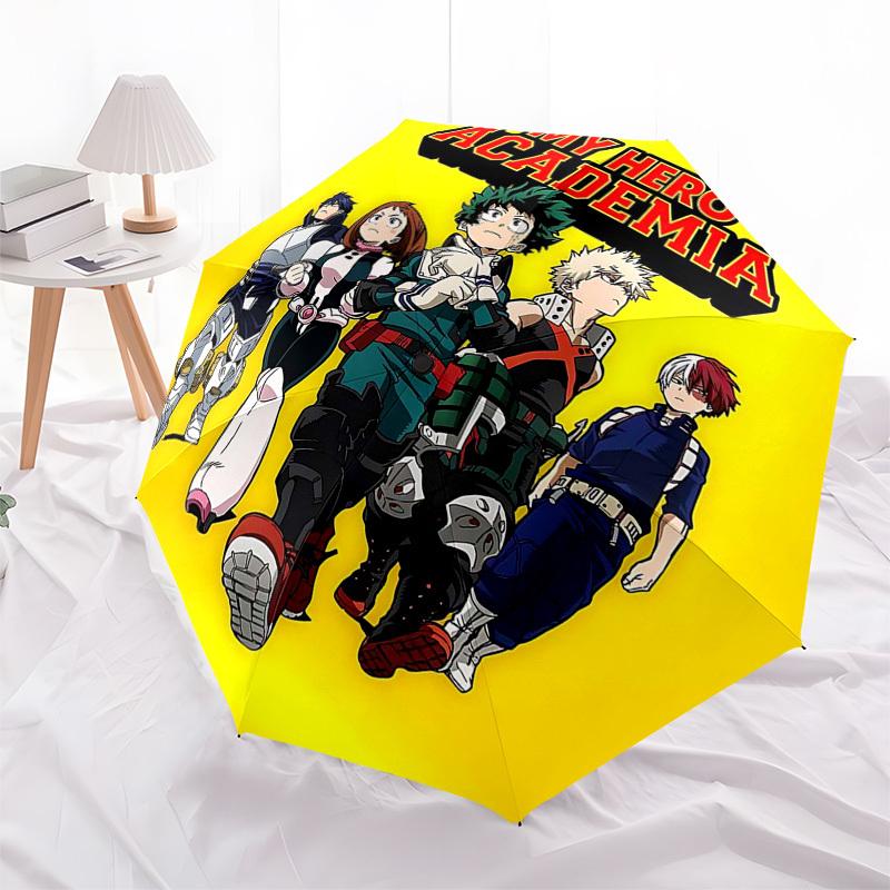 1pc My Hero Academia: Automatic Opening/Closing Umbrella with Portable Tri-Fold Design, 8-Bone Iron Frame - Outdoor for Fans, Travelers, Everyday Use,