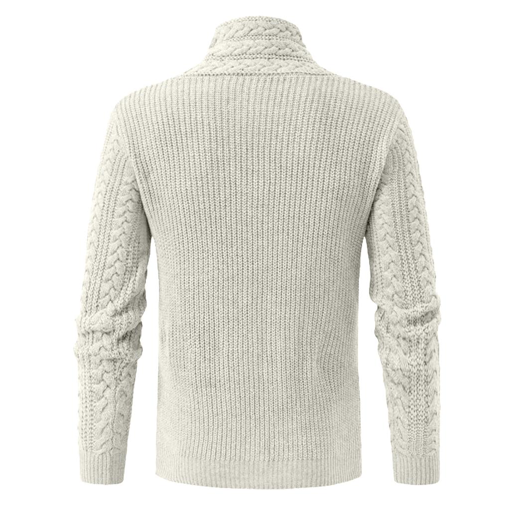 Men's Casual And Trendy Solid-color Warm Sweater, Fashionable Pullover, Men's Long-sleeved Sweater With Semi-high-neck Knitted Sweater Inside