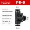 Pneumatic PU Quick Connect Three-Way Straight and Reducing Air Hose Adapter 4/6/8/10/12mm