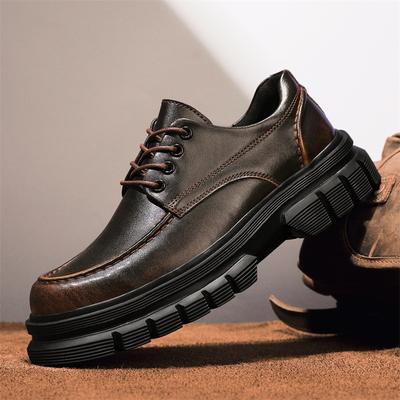 Zapatos de Cuero Genuino para Hombre de Diseño Moderno, Zapatos Oxford de Suela Gruesa, Zapatos de Vestir para Oficina y Negocios para Hombre, Resistentes al Desgaste