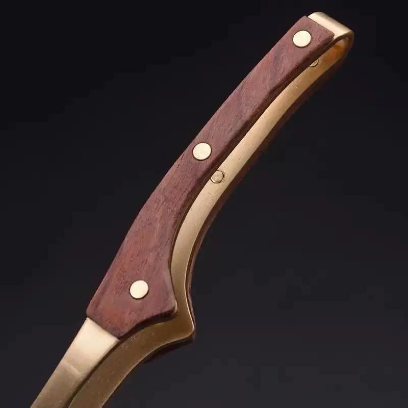 17cm Anti-hot Wood Copper Tea Clip Non-Slip Tea Set Tweezers Tea Ceremony Accessories Household Supplies Wooden Tongs