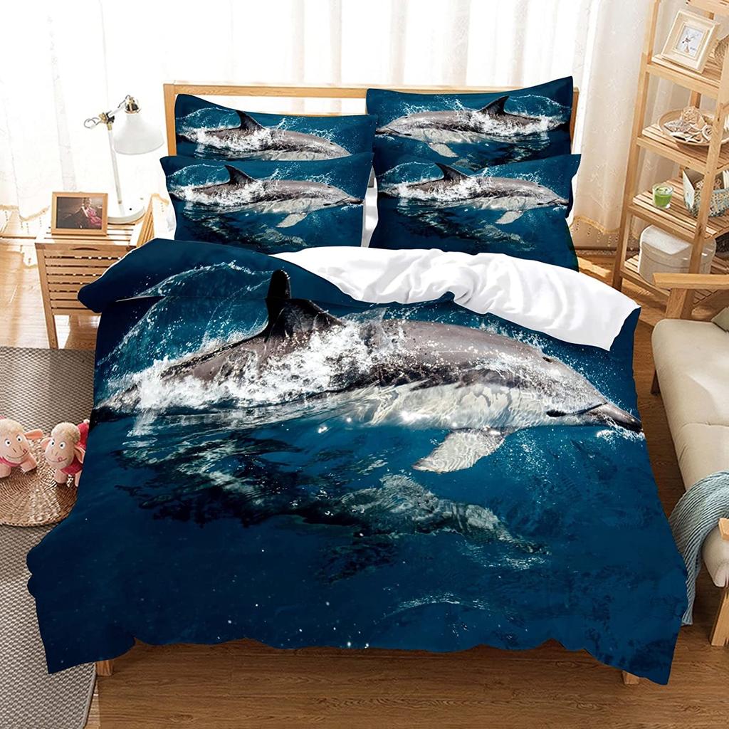 Shark Duvet Cover Set Microfiber Hawaiian Beach Ocean Themed Bedding Double Queen King Size Quilt Cover
