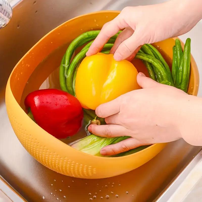 1pc Rice Bowl Drain Basket Kitchen Multi-purpose Rice Washing Machine Fruit Bowl Washing Drain Basket With Handle Home Organizer