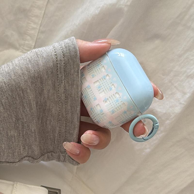Korean Plaid Pattern Cute Earphone Case For Apple Airpods 4 3 2 Pro 3 Cover with Charm Silicone Headphone Cases For Airpod Pro3