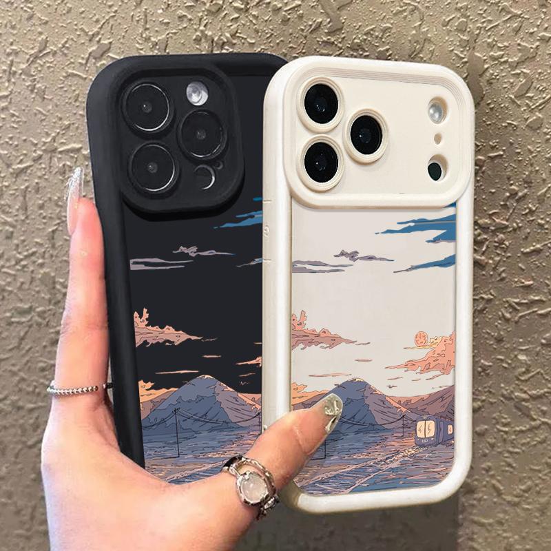 Mountain Train Pattern TPU Phone Case For iPhone Air 16e 17 16 15 14 Pro Max 13 12 Pro 15 16 Plus Shockproof Soft Silicone Cover