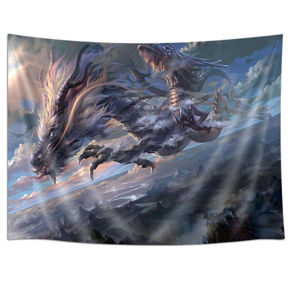 Tapestry of medieval mythology, Chinese dragon figure 75x100
