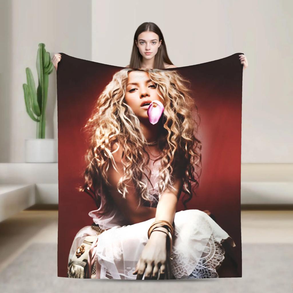 Warm Blanket Decorative Shakira Throw Blanket Singer Pop Flannel Bedspread For Living Room Street Trend Sofa Bed Cover