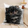 Cute Cat and Flower Cushion Cover Short Plush Doublesided Print Square Throw Pillow Covers Sofa Home Cushion Decor