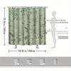 Vintage Botanical Shower Curtain - Light Green, White Flowers & Leaves, Polyester,  Elegant Bathroom Decor