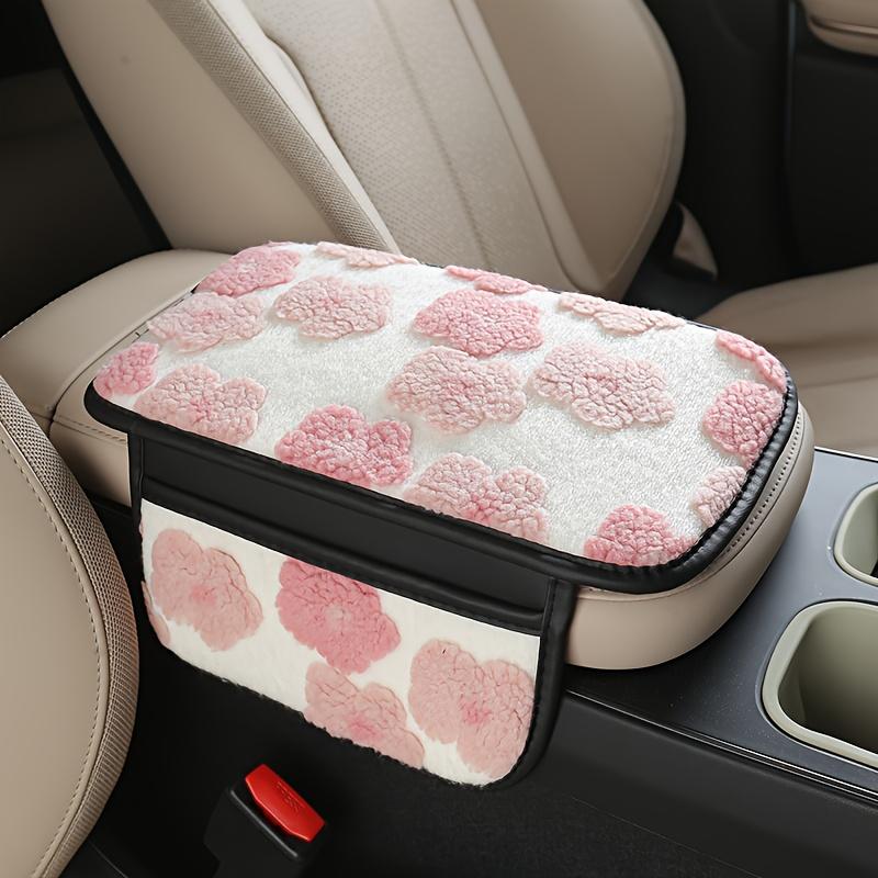 Plush Car Center Armrest Box Cushion, with Storage Bags on Both Sides, Can Store Receipts, Credit Cards, Bills, Etc., Warm Hands in Autumn and Winter