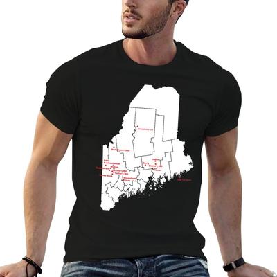 King's Maine Map Shirt T-Shirt Casual Short Sleeve Shirt