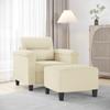 Vidaxl Armchair with Footrest, Cream, 60 Cm, Faux Leather