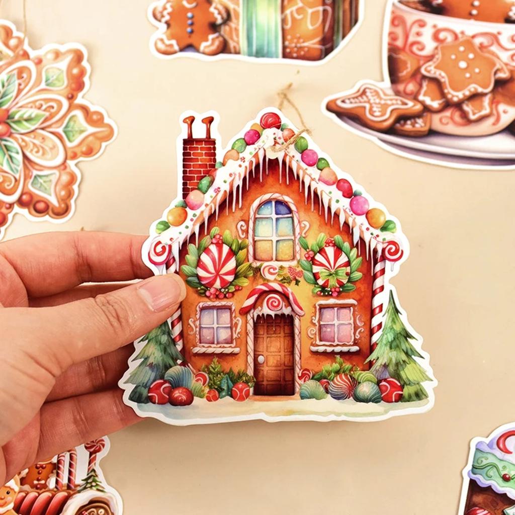 12Pcs Gingerbread Man Christmas Tree Ornaments Santa Paper Hanging Pendant Christmas Decorations for Home 2026 New Year 2026
