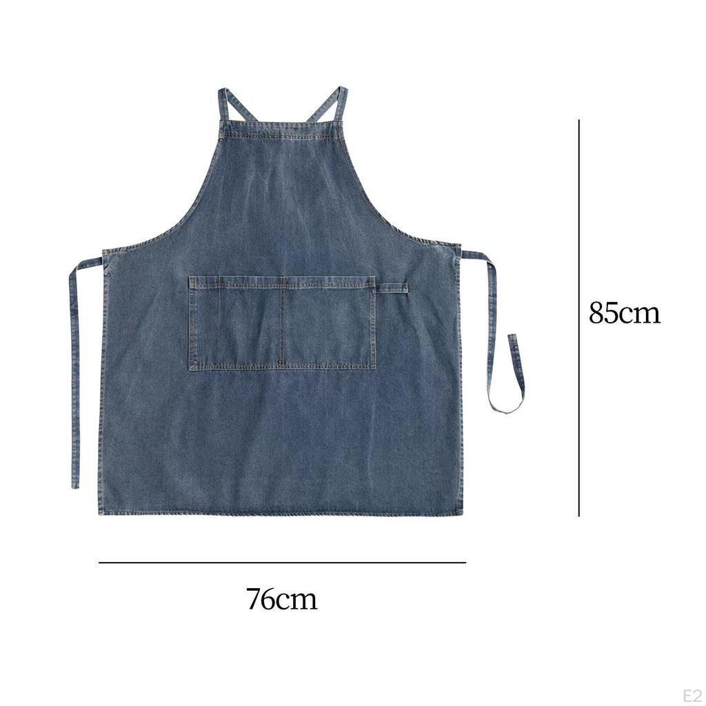 Denim Canvas Apron Kitchen Chef Work for Restaurant Hairdressing Baking