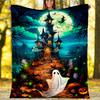 Halloween Haunted House Fleece Blanket, Pumpkin Throw