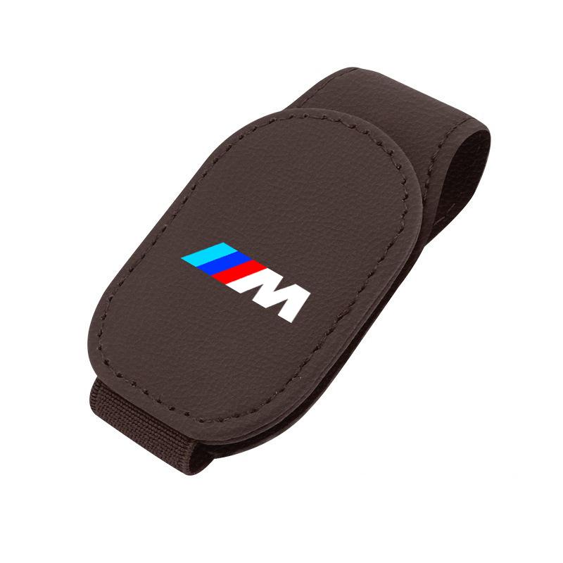 BBJK3 For BMW M X1 X2 X3 X5 X6 E46 E39 E90 E36 E60 E34 E30 F30 Magnetic Leather Eyeglass Hanger Clip Universal Car Sunglasses Holder
