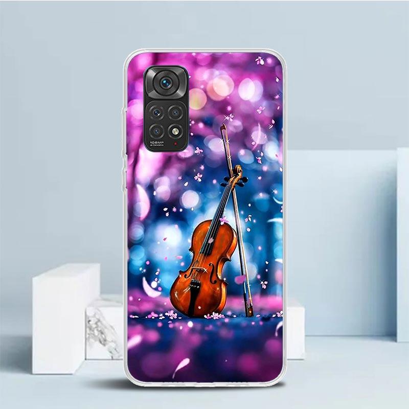

Music Violin Phone Case For Xiaomi Redmi Note 15 14 14S 13 12S 12 Pro Plus 11S 11 11T 11E 10S 10 + Soft TPU Back Cover Redmi Not Redmi Note 11S 4G