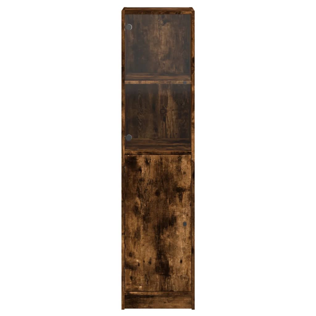 Highboard with Glass Door Smoked Oak 35 X 37 X 142 Cm