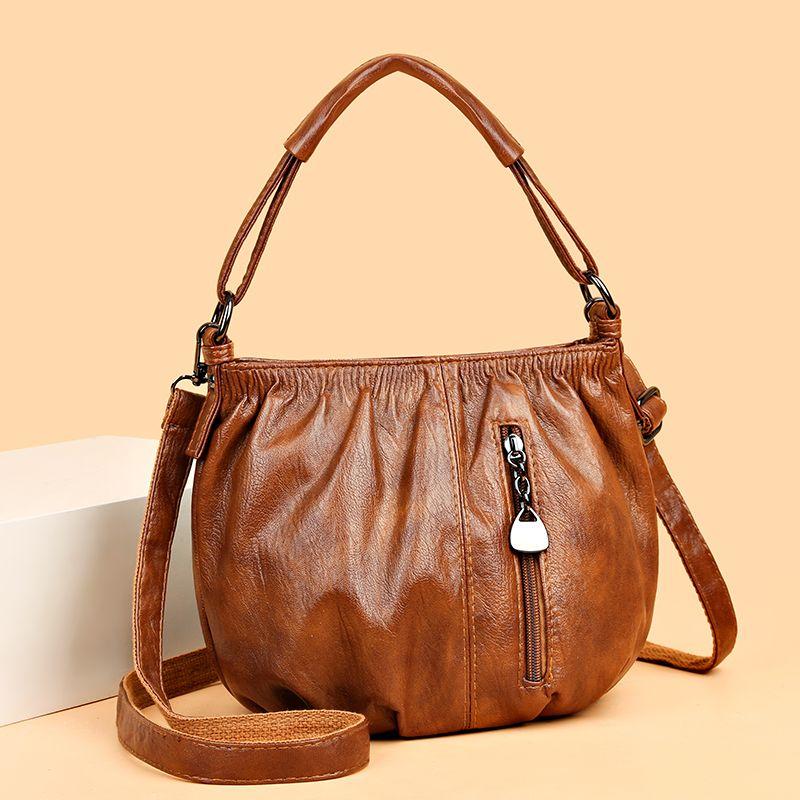 Casual Soft PU Leather Bag Dual Use Handbag Crossbody Versatile Bag for Ladies one size коричневый