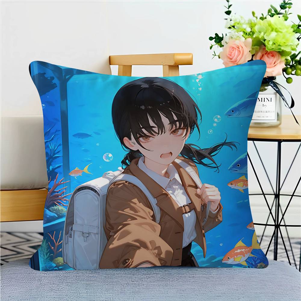 Chainsaw-Man Mitaka Asa Decorative Room Aesthetics Pillow Case Home Decor Bedroom Sofa Bed Couch Pillow Cover 45x45