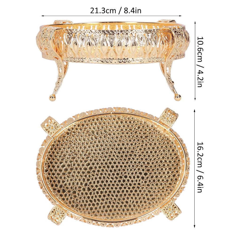 Oval Fruit Serving Tray Gold Decorative Food Platter Dessert Display Plate  Party Decoration