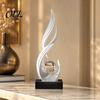 Wealth Accumulation Decoration Abstract Decorative Sculpture with Clear Crystal Ball, Modern Flowing Curve Tabletop Decor Statue Feng Shui Ornament