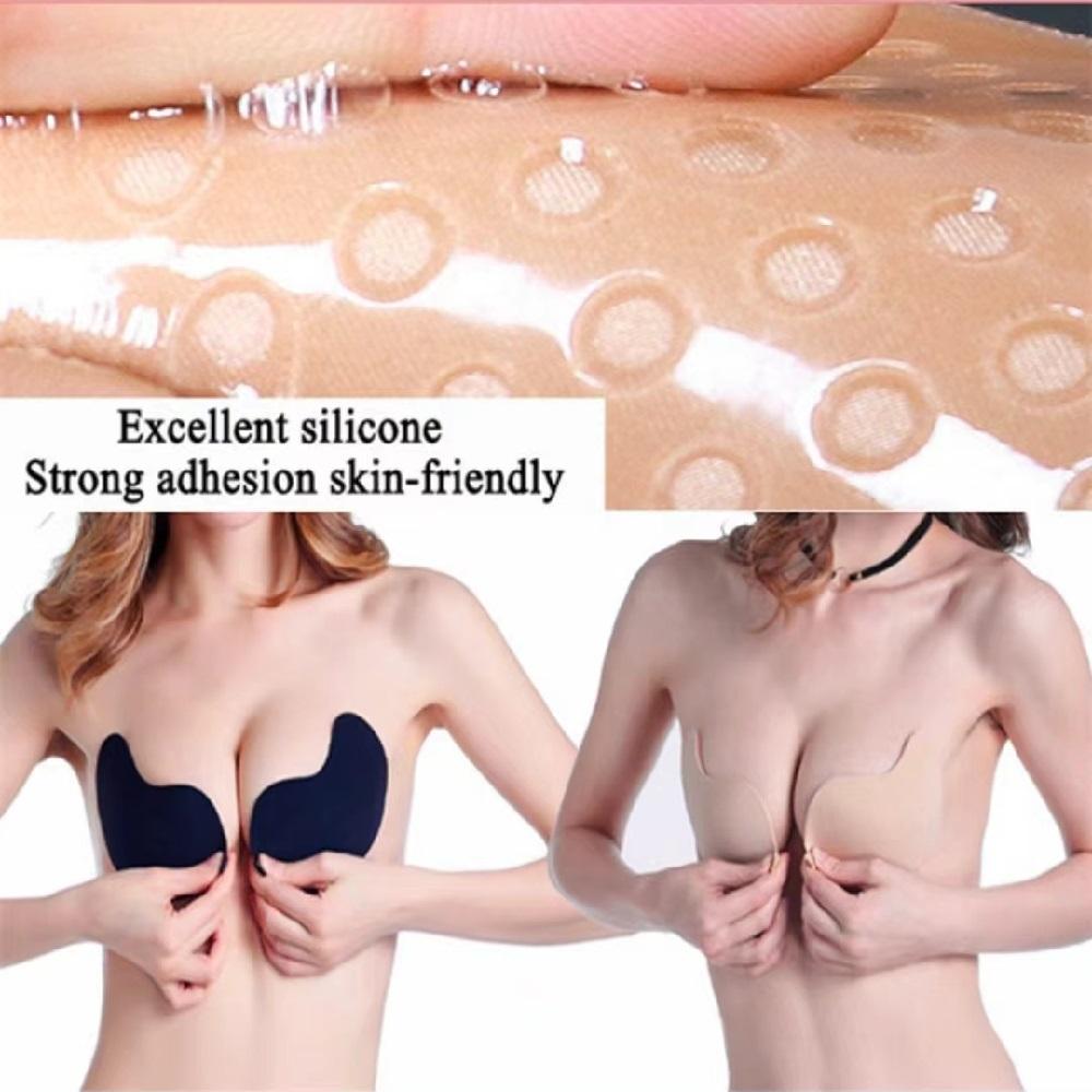 Women Silicone Sticky Invisible Nipper Cover Backless Bra Strapless Push Up Lift Breast Seamless Bralette Front Closure Adhesive