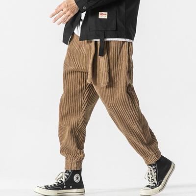 Corduroy Harem Pants Winter Japanese Men's Casual Jogging Sweatpants Hip-hop Street Trousers Male Large Size M-5XL