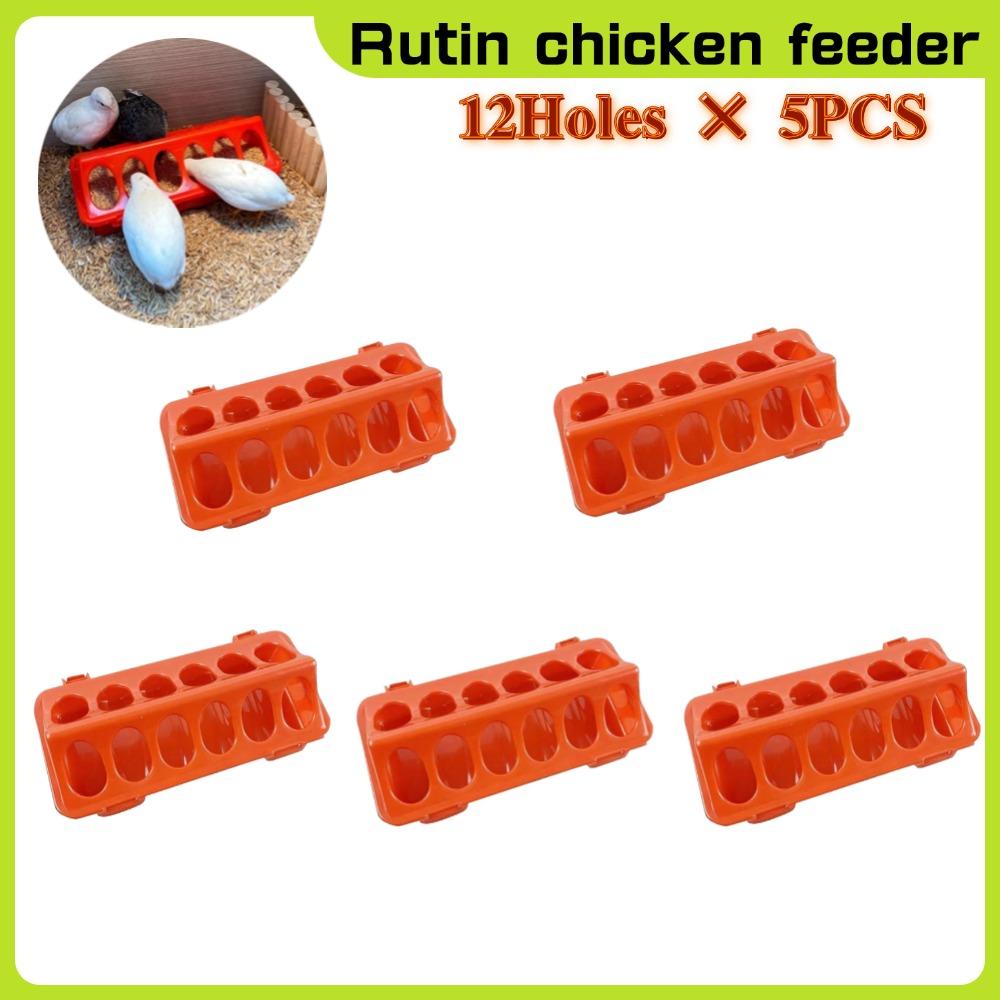 

5Pcs Double Row 12 Holes Poultry Ground Feeder Plastic Clamshell Feeding Chicken Groove Farm Breeding Supplies